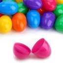 TOPZEA 96 Pack Plastic Easter Egg, 3" Surprise Easter Eggs Hinged Vibrant Empty Fillable Egg, Bulk Easter Basket Stuffers Stocking Fillers for Easter Egg Hunt, Party Favors, Carnival Prizes, 6 Color