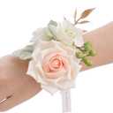 Ling's Moment 6pcs Wedding Wrist Corsage Artificial Flowers, Girl/Mother Homecoming Prom Corsages Wristlet Dcor, etc. Peach Pink (Pk-peach & Pink)