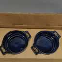 Vicrays Ceramic Soup Bowls with Handles, 24 Oz Porcelain Soup Crocks for French Onion Soup, Cereal, Beef Stew, Chill, Pasta, Pot Pies, Microwave and Oven Safe, Set of 4 (Blue)