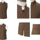 Tuikayoo Mens Herringbone Wool Vests Suit Business Tweed High Collar Waistcoats Slim Fit (M)