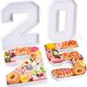 2025 Set Cardboard Number for Charcuterie 10.2'' Fillable Tray Charcuterie Paper Box for Graduation Anniversary Birthday New Year Party Decorations Chocolate Cookies Goodie Cupcake Box (White)
