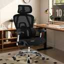 Mesh Office Chair Breathable, Office Chairs, Desk Chair with Adjustable Lumbar Support, Computer Chair, 5D Flip-Up Armrests, 330lbs Capacity, Tilt Lock, 3D Headrest, 27.6" x 27.6" x 48"-51.2"