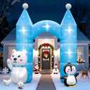 10FT Winter Penguin Polar Bear Inflatable Arch Outdoor Decoration Snowflake Castle Blow Up Yard Decoration Built in 7 Lights Giant Inflation for Archway Indoor Lawn Garden Holiday Winter Frozen Party
