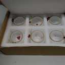 Funnymoom 6 Pcs Christmas Votive Candle Holders with Snowy and Red Berry Pine Leaves Xmas Glass Tealight Candle Holders for Table Centerpiece Fireplace Home Ornaments Wedding Party Indoor Decorations