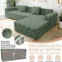 ZNSAYOTX Stretch Sectional Couch Covers New-Rectangle Texture, Thick Slipcovers with Elastic Bottom for L Shape Sectional Sofa, 2 Pcs Pet Friendly Universal Protector for(Chaise or Sofa), Army Green