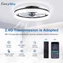 Ceiling Fans with Lights and Remote, 20" Modern Low Profile Ceiling Fan, 6-Speed Quiet Reversible Motor, Flush Mount LED Fan Light,Stepless Dimmable for Bedroom & Kids Room (Black)