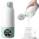 Portable Baby Bottle Warmer, 17oz Large Capacity Bottle Warmer, Fast Breastmilk Water Warmer On The Go with LCD Display, 98158°F Temperature Adjustment, for Vehicle, Car, Airplane Journey