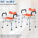 Shower Chair for Inside Shower, Padded Shower Seat Chair with Arms and Back, 6-Level Adjustable Shower Stool Chair for Elderly and Disabled, 550 LB Heavy Duty Handicap Shower Bath Chair