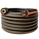 Upgraded Hybrid Garden Hose 50 ft with 360 Rotating Handle, 2025 New Formula Flexible Water Hose 50FT, Lightweight, Durable, Heavy Duty, All-weather, 3/4" Leakproof Solid Brass Fittings (Black Orange)