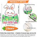 Easter Decorations Rabbit Wall Hanging Sign with Carrot & Eggs | "Happy Easter" Wooden Door Plaque for Indoor & Outdoor Spring Festive Dcor