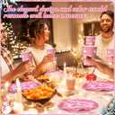 Pickmesh 400 Pcs Winter Snowflake Plates and Napkins Set Snowman Snowflake Dinnerware Disposable Tableware Set with Cups Knives Forks Spoons for Winter Party Supplies Table Decor, Serves 50(Pink)