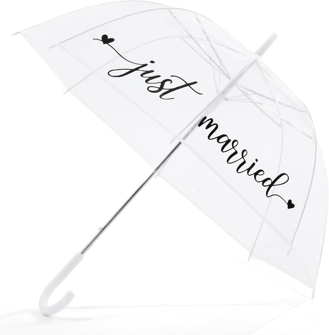 Clear Wedding Umbrellas, Large Bubble Wedding Umbrella, Stick for Bride and Groom with J Hook Handle Lightweight Bridal for Weddings Rain Outdoor Ceremony