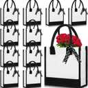 Sunnymove 12 Pcs Small Canvas Tote Gift Bags Bulk for Women Size 10 x 10 x 4 Inch Sublimation Personalized Blank Shopping Tote with Handle for Wedding Bridesmaid Birthday Party