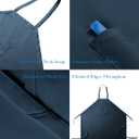 Bib Apron with Fixed Neck Strap and Utility Pocket  Full-Coverage Chef Apron for Kitchen, Restaurant & Caf (Navy Blue)