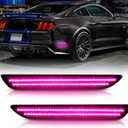 Bestview LED Side Marker Lights for Ford Mustang 2015-2023, Rear Fender Bumper side Marker Reflectors Lamps Kit Assembly,Somked Len 2PCS (Pink Purple)