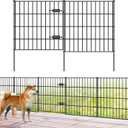 FOREHOGAR Metal Garden Fence 28in (H) x 23.3ft (L), 1 Gate + 9 Panels Dog Fence Border Fences Animal Barrier, No Dig Garden Fencing for Yard Flower Bed Lawn Patio Outdoor, PIN282810G Black