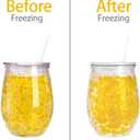 Fasmov 6 Pack Frosty Freezer Ice Mugs with Lids and Straws, 12oz Cute Shape Freezer Ice Beer Mugs, Double Wall Gel-Filled Acrylic Freezer Mugs, Freezable Drink Tumbler for Parties and Gifts, Clear