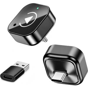USB-C Wireless CarPlay & Android Auto Adapter, 2-in-1 Plug-in Adapter for Factory Wired CarPlay/Android Auto Cars, Converts Wired to Wireless, Auto Reconnect, 5GHz WiFi, USB Adapter Included