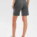 G Gradual Women's High Waisted 9" Bermuda Shorts with Zipper Pockets Athletic Workout Long Shorts for Women Knee Length (Gray, XXL)