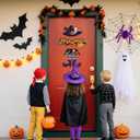 Halloween Witch Legs Hat Wooden Hanging Sign, Trick Or Treat Door Decor, Spooky Ghost Decor, 11.42X11.42 inch, Wood (Colourful Magic Hat)