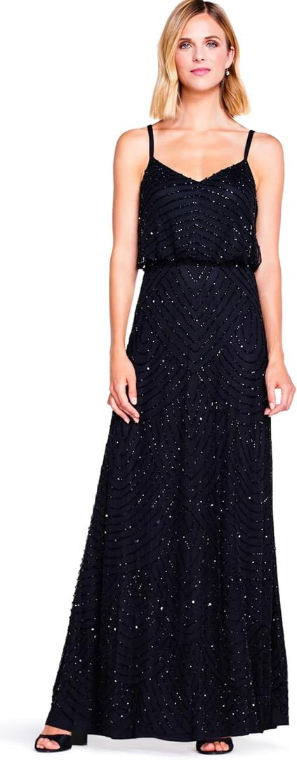 Adrianna Papell Women's Long Blouson Dress (14, Black) Adrianna Papell Women's Long Blouson Dress (14, Black)