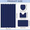 Hosuly 4 Pcs Bathroom Shower Curtain Set with Non Slip Rugs, Toilet Lid Cover and Bath Mat, Waterproof Bathroom Curtains with 12 Hooks Shower Set for Solid Color Bathroom Decor (Blue)