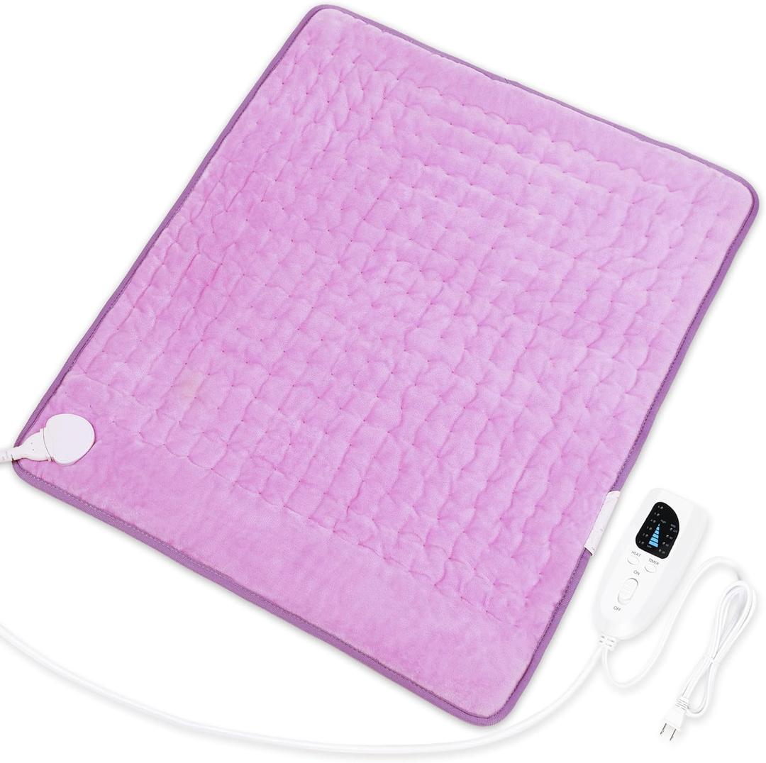 Deepsoon Heating Pad,Electric Heating Pads for Back,Neck,Abdomen,Moist Heating Pad for Shoulder,Knee,Arms,Legs,Dry/Moist Heat & Auto Shut Off,Christmas Gifts for Men and Women,Light Purple,24x20 Inch