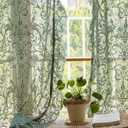 Green Sheer Curtains 84 Inch Long - Rustic Country Lace Curtains for Living Room Tulle Floral Ruffle Privacy Spring Decor Light Filtering Window Curtains, 59 x 84 Inch, Forest Green