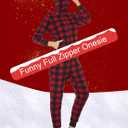 COLORFULLEAF Christmas Onesie Pajamas Adult Family Couples Matching Plaid Hoodie Suit Zipper Fleece Pj For Women and Men (Red, XXL)