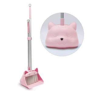 28'' Kids Mini Broom and Dustpan Set - Toddler Cleaning Toy, Toddler Household Helper, Parent-Child Interactive Play Cleaning Tool, Cute Cartoon Design, Small Safe Corner Broom (Pink)
