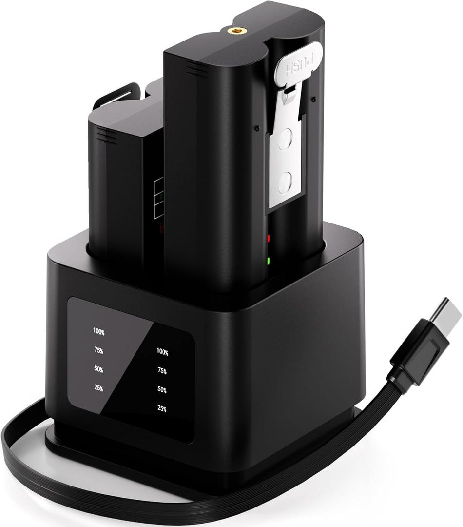 2-Pack Replacement Battery for Ring Doorbell - 6040mAh Rechargeable Lithium Batteries for Ring Video Doorbell 2/3/3 Plus/4, Spotlight Cam, Stick Up Cam, Upgrade Battery Charger USB-C Fast charging