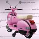 Best Ride On Cars Vespa Scooter, 12V Battery Powered Ride On Car - Electric Scooter for Kids with Leather Seat, Real Lights & Sounds, USB/AUX/SD Slot, Ages 2-5 Years Old, Pink, Large New