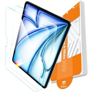 EZ-GLAZ-2 Pack for iPad Air 11 Inch Screen Protector M4/M3/M2 (2026/2025/2024), Military-Grade Shatterproof, 9H+ Tempered Glass with Installation Box, Anti-Scratch, Apple Pencil Compatible, HD Clarity, Bubble Free