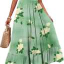Zeagoo Women Summer Maxi Dress with Pockets 2025 Spaghetti Strap Sundress Casual Flowy Boho Dress Floral Tiered Beach Dress (Large)
