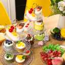Patelai 8 Packs 3 Tier Crystal Acrylic Clear Cake Stand with Gold Round Holder Acrylic Cupcake Stand Holder for Home Wedding Holiday Birthday Baby Shower Tea Party (Clear)