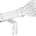 Curtain Rods for Windows 20.77 to 92.85 Inches, 1" Diameter Adjustable White Curtain Rod, Window Treatment Rods with Round Finials, Easy Mount Hardware Included (46.77-96.85 Inches)