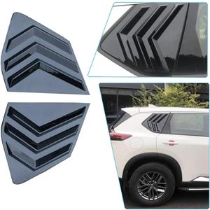 BOYUER for Nissan Rogue 2021-2026 Racing Style Rear Side Window Louvers Sport Style Scoop Louvers Cover Blinds Cool Exterior Decoration-Bright Black