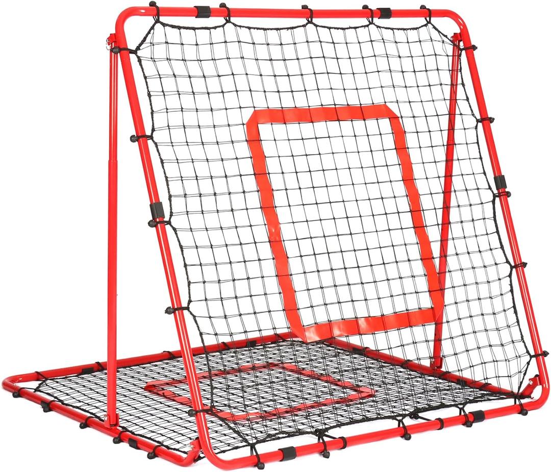 Baseball and Softball Rebounder Net,Baseball Rebounder,Volleyball Rebounder,Pitch Back Net,Multi-Sport Training Rebound Screen,with Pitching Target,Easy Adjustable Angles (47x47 IN)