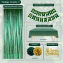 Green Birthday Decorations, Emerald Green and Gold Balloons Party Decorations Happy Birthday Banner Emerald Green Fringe Curtain Bday Tablecloth Paper Pom Poms for Women Men Bday Decor