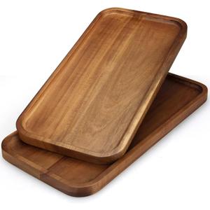 16" x 8" Large Wooden Serving Tray for Decor Party Charcuterie Boards Rectangular Acacia Wood Dessert Platters Rectangle Cake Dessert Plates Food Cheese Platter Board Snack Kitchen Dishes Tray