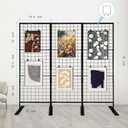 Room Divider Freestanding Gridwall, 3 Panel Folding Display Board Organizer with Base Feet, Privacy Screens Portable Freestanding Display Board Wire for Craft Shows Events Retail 51.2"W x 78"H