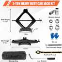 3 Ton (6610 Lbs) Car Jack, Universal Heavy Duty Scissor Jack, Professional Spare Tire Changing Kit with Lug Wrench, Portable Car Emergency Lift Jack Kit for Car, SUV, Sedan, Crossover