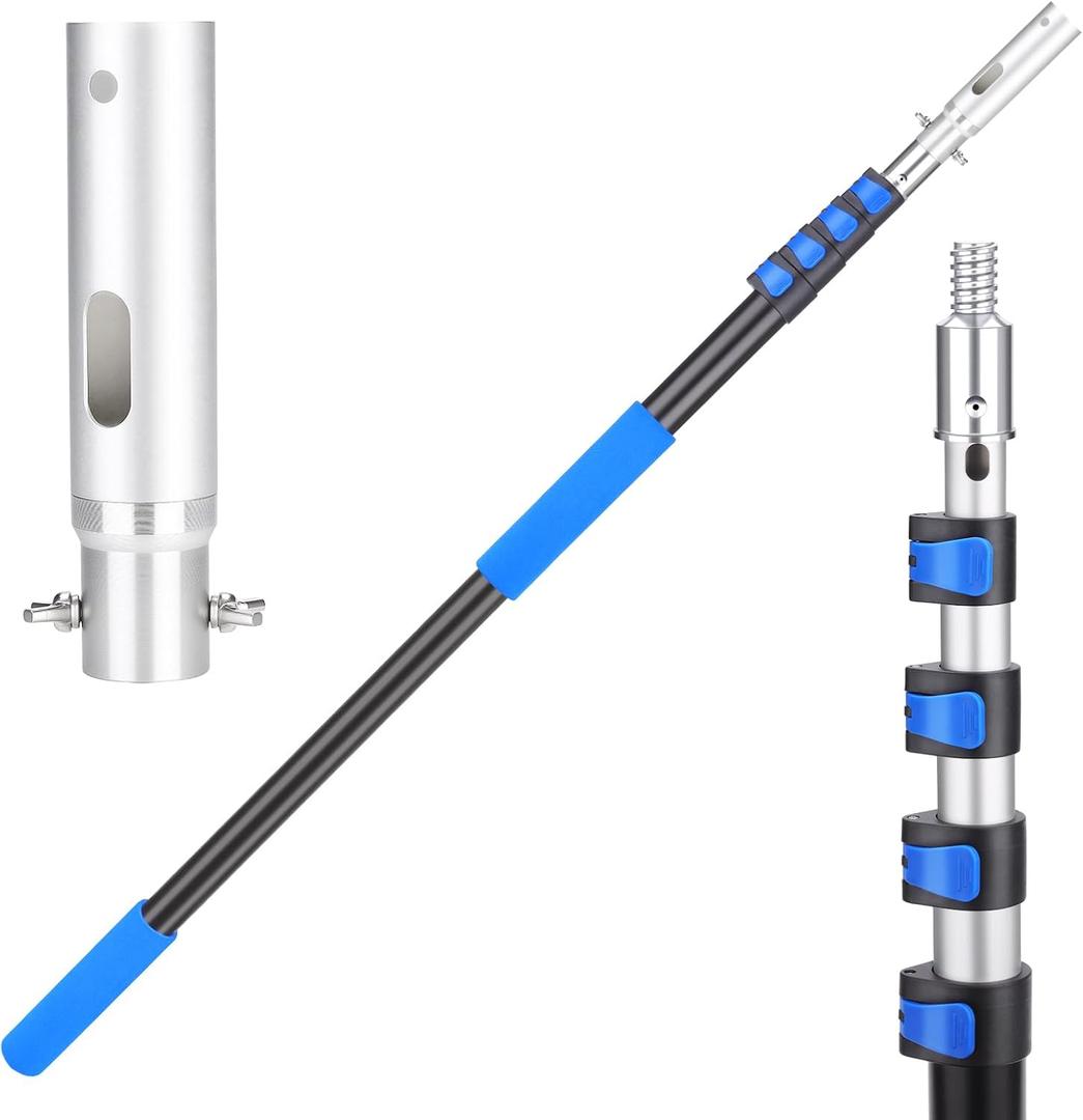 16FT Pool Pole Aluminum Telescopic Extension Pole,Suitable for Above-Ground/In-Ground Pool Cleaning, Compatible with Leaf Skimmer/Brush/Net Bag/Vacuum/Filter Accessories