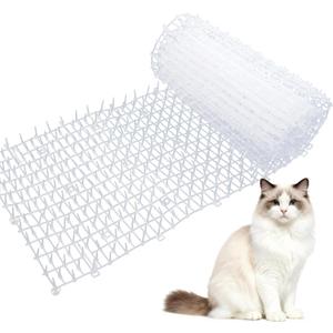 Transparent Cat Scat Mat with Spikes, 6.5FT Clear Cat Deterrent Mat for Sofa, Windowsill, Balcony & Garden, Cuttable Indoor Outdoor Pet Repellent Mat, 78 x 11 Inch