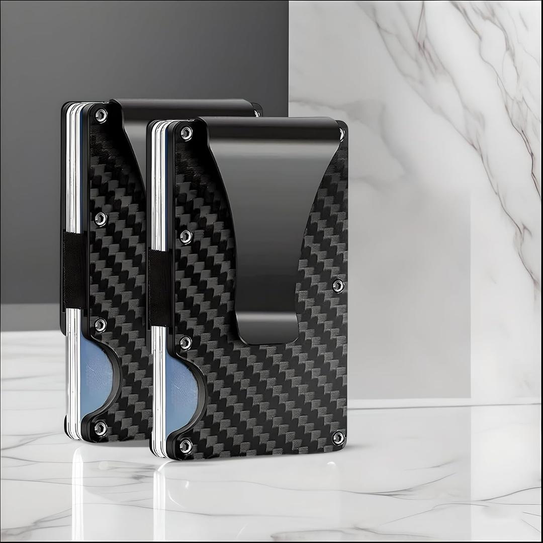 Premium Scratch - Resistant Minimalist Wallet with Money Clip - Slim Card Holder for Men & Women, Ideal Father's Day Gifts (Black)