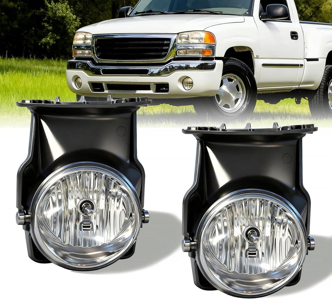 OKSIWA Halogen Fog Lights For 2003-2006 GMC Sierra 1500/2500/3500,2007 GMC Sierra Classic(Not fit for Denali|C3 Models), Fog Light Assembly Replacement, Easy to Install,Exclude Fog Wiring Harness