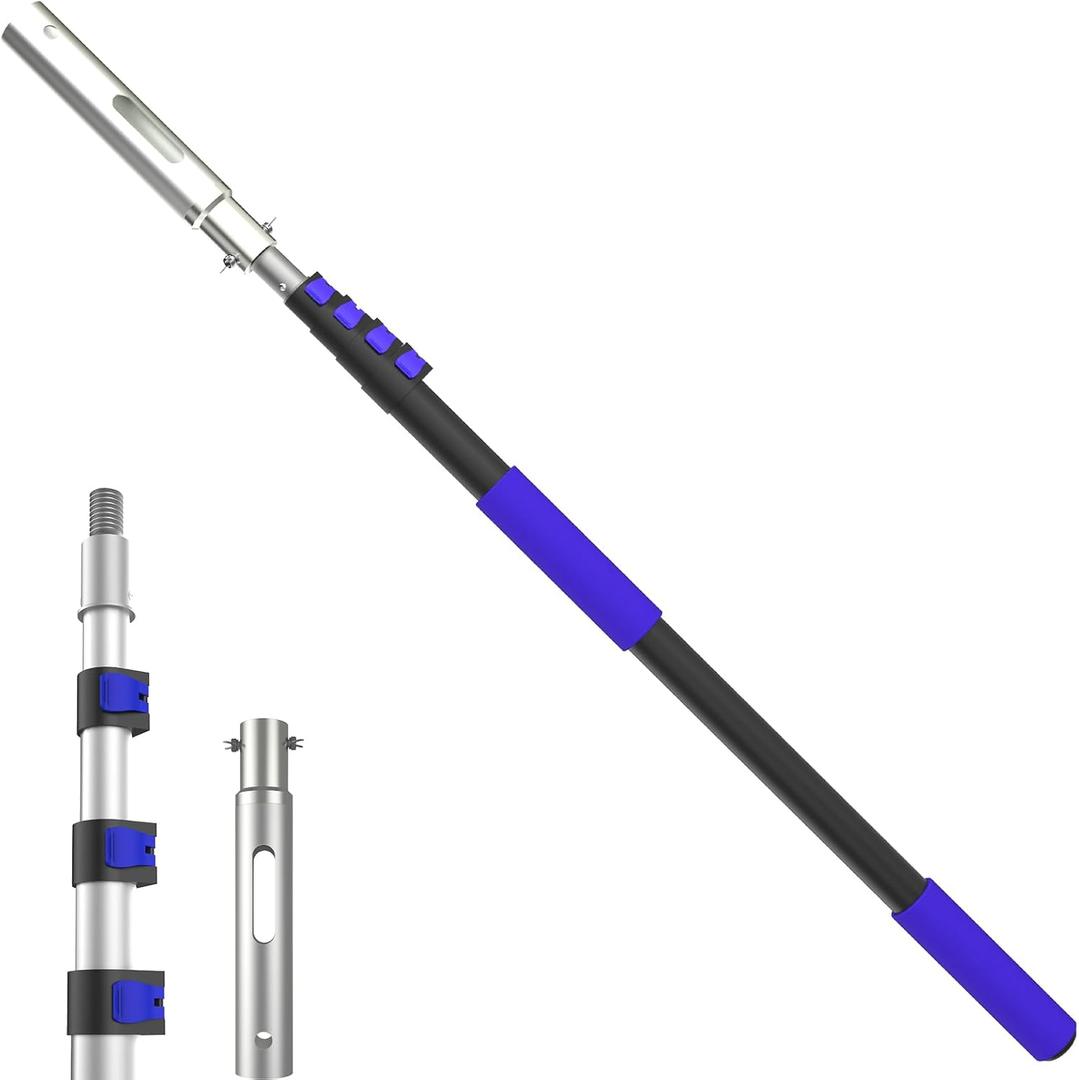 Swimming Pool Pole, Upgraded 16FT Professional Telescopic Extendable Pool Pole Aluminium Heavy Duty, Adjustable Length 4 to 16 Feet, Universal Pole for Skimmer Nets, Brushes and Vacuum Heads