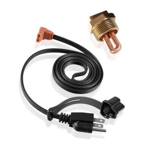 Engine Block Immersion Heater 3100003 Engine Block Immersion Heater Fit for Eagle, Jaguar, Jeep, Renault, Rover, Kubota, Massey, Perkins, Yanmar1" NPT Thread Brass Adapter, 400 Watts, 120 Volts