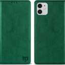ZZXX for iPhone 11 Wallet Case with [RFID Blocking] Card Slot Stand Strong Magnetic Leather Flip Fold Protective Phone Case for iPhone 11 Case Wallet(Green-6.1 inch)