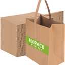 Colarr 100 Pack Small Thick Kraft Paper Gift Bags with Handles 8x6x3.5 Inch Brown Paper Grocery Bags for Small Business, Retail, Party Favors, Agricultural Products